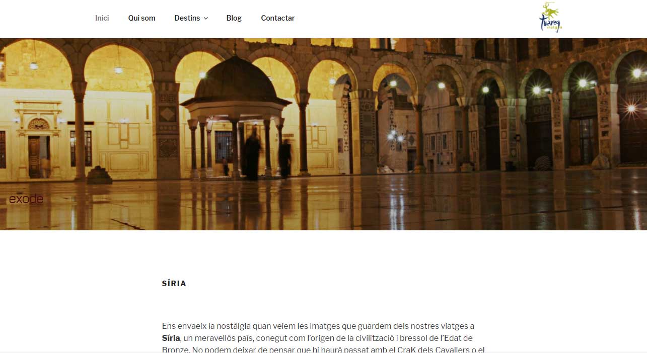 Ensagradariatornar-hi.com exposição fotográfica de Viatges Tuareg. Front office em WP